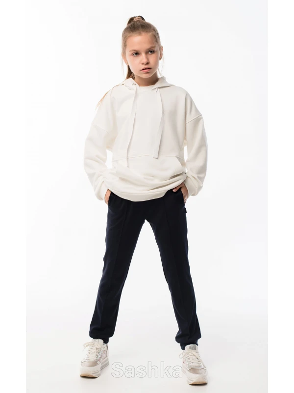 Штани для дівчинки Sashka трикотажні зі стрілками сині, розмір 98-170